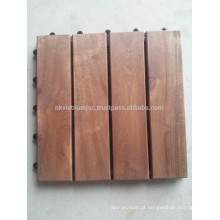 Vietnã Natural Wood Interlocking Deck Tiles 11x11 &quot;